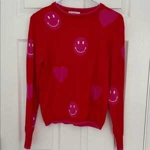 THML ⭐️ Red Smiley Heart Sweater